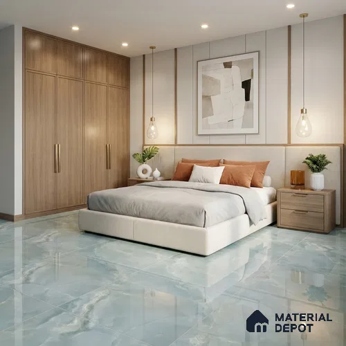 Marble Wall & Floor Tile TL 11071 Blue 4 ft x 2 ft Glossy Finish Vitrified Tile - 9 mm | 6 Random Designs | Suitable For Living Room, Bedroom, Dining