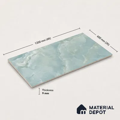 Marble Floor & Wall Tile TL 11071 Celeste Onyx | 4 ft x 2 ft Glossy Finish Vitrified Tile - 9 mm | 6 Random Design | Suitable For Living Room, Bedroom, Bathroom