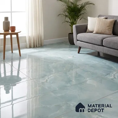 Marble Wall & Floor Tile TL 11071 Blue 4 ft x 2 ft Glossy Finish Vitrified Tile - 9 mm | 6 Random Designs | Suitable For Living Room, Bedroom, Dining