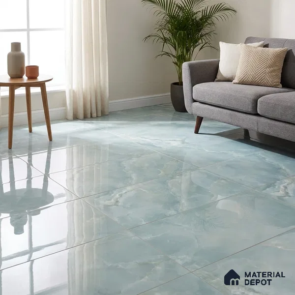 Marble Wall & Floor Tile TL 11071 Blue 4 ft x 2 ft Glossy Finish Vitrified Tile - 9 mm | 6 Random Designs | Suitable For Living Room, Bedroom, Dining