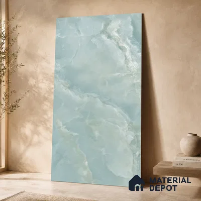 Marble Floor & Wall Tile TL 11071 Celeste Onyx | 4 ft x 2 ft Glossy Finish Vitrified Tile - 9 mm | 6 Random Design | Suitable For Living Room, Bedroom, Bathroom