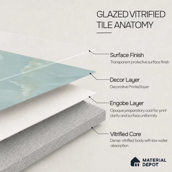 Marble Floor & Wall Tile TL 11071 Celeste Onyx | 4 ft x 2 ft Glossy Finish Vitrified Tile - 9 mm | 6 Random Design | Suitable For Living Room, Bedroom, Bathroom