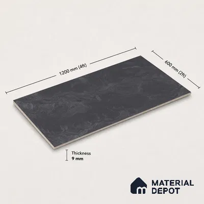 Marble Floor & Wall Tile TL 11073 Noir Cascade | 4 ft x 2 ft Glossy Finish Vitrified Tile - 9 mm | Suitable For Living Room, Bedroom, Bathroom