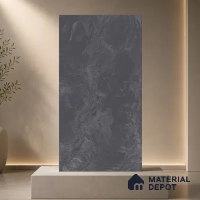 Marble Floor & Wall Tile TL 11073 Noir Cascade | 4 ft x 2 ft Glossy Finish Vitrified Tile - 9 mm | Suitable For Living Room, Bedroom, Bathroom