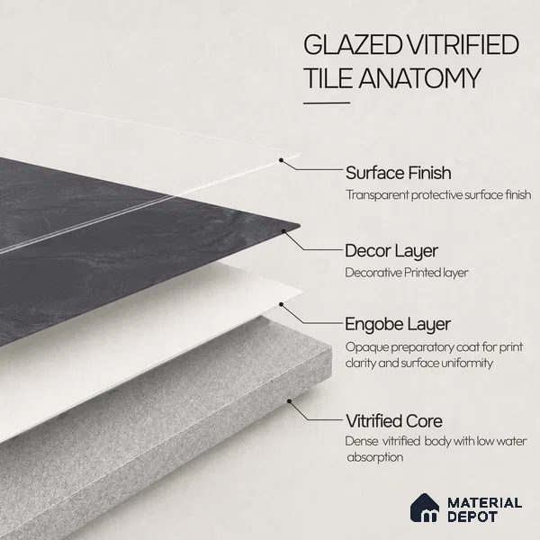 Marble Floor & Wall Tile TL 11073 Noir Cascade | 4 ft x 2 ft Glossy Finish Vitrified Tile - 9 mm | Suitable For Living Room, Bedroom, Bathroom