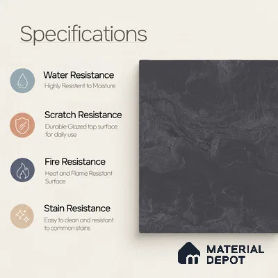 Marble Floor & Wall Tile TL 11073 Noir Cascade | 4 ft x 2 ft Glossy Finish Vitrified Tile - 9 mm | Suitable For Living Room, Bedroom, Bathroom