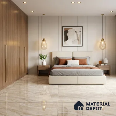 Marble Wall & Floor Tile TL 11074 Beige 4 ft x 2 ft Glossy Finish Vitrified Tile - 9 mm | Suitable For Living Room, Bedroom, Dining