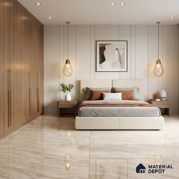 Marble Wall & Floor Tile TL 11074 Beige 4 ft x 2 ft Glossy Finish Vitrified Tile - 9 mm | Suitable For Living Room, Bedroom, Dining