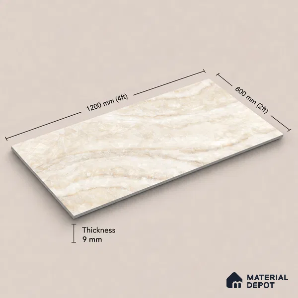 Marble Tile TL 11074 | 4 ft x 2 ft Glossy Finish Vitrified Tile - 9 mm