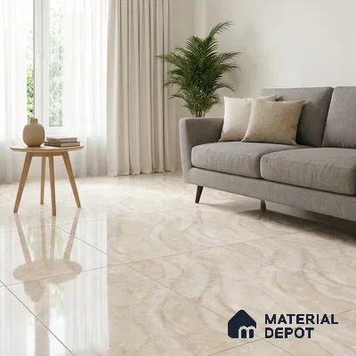Marble Wall & Floor Tile TL 11074 Beige 4 ft x 2 ft Glossy Finish Vitrified Tile - 9 mm | Suitable For Living Room, Bedroom, Dining