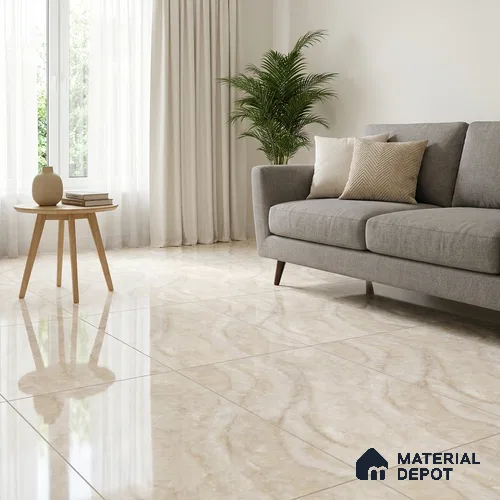 Marble Wall & Floor Tile TL 11074 Beige 4 ft x 2 ft Glossy Finish Vitrified Tile - 9 mm | Suitable For Living Room, Bedroom, Dining