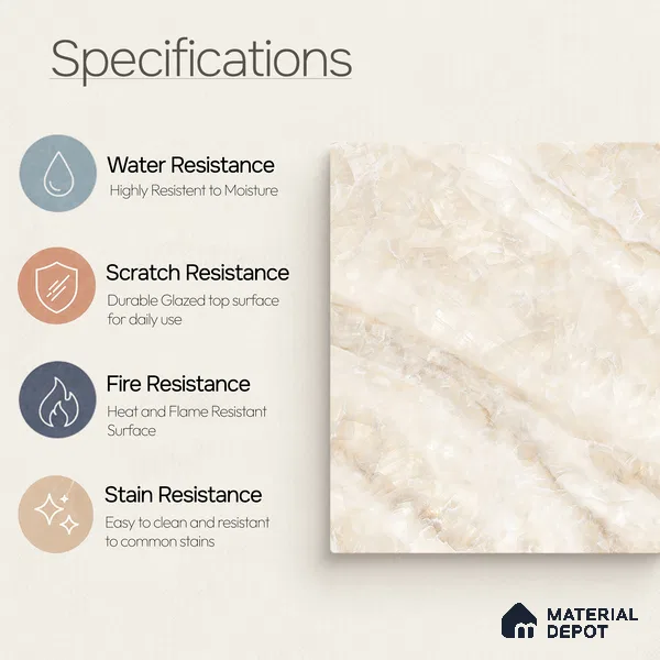 Marble Tile TL 11074 | 4 ft x 2 ft Glossy Finish Vitrified Tile - 9 mm