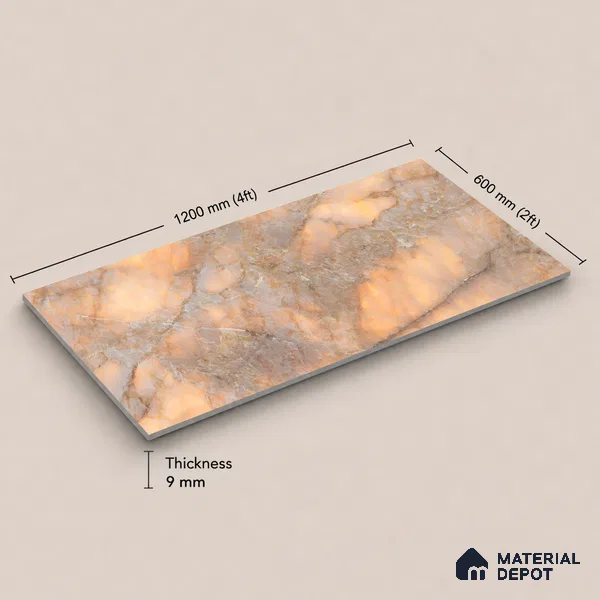Marble Tile TL 11075 | 4 ft x 2 ft Glossy Finish Vitrified Tile - 9 mm