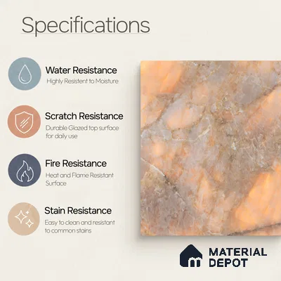 Marble Tile TL 11075 | 4 ft x 2 ft Glossy Finish Vitrified Tile - 9 mm