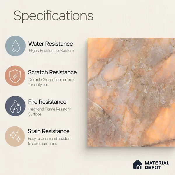 Marble Tile TL 11075 | 4 ft x 2 ft Glossy Finish Vitrified Tile - 9 mm