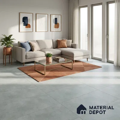 Cement Look Wall & Floor TL 11076 Aqua Blue 4 ft x 2 ft Matte Finish Vitrified Tile - 9 mm | Suitable For Living Room, Hall & Study