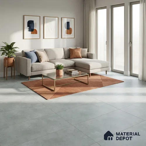 Cement Look Wall & Floor Matte Finish Aqua Blue Vitrified Tile | TL 11076 4 ft x 2 ft - 9 mm | Suitable For Living Room, Hall & Study