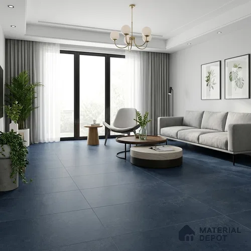 Cement Look Wall & Floor Matte Finish Blue Vitrified Tile | TL 11077 4 ft x 2 ft - 9 mm | Suitable For Living Room, Hall & Study