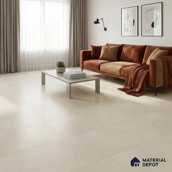 Cement Wall & Floor Tile TL 11079 Almond Cream 4 ft x 2 ft Matte Finish Vitrified Tile - 9 mm | Suitable For Living Room, Hall, Bedroom