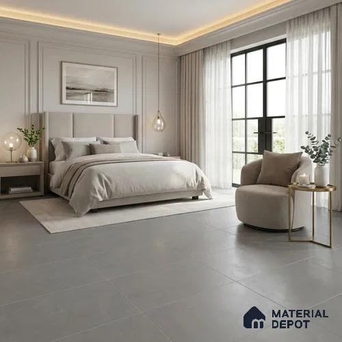 Cement Wall & Floor Tile TL 11080 Pebble Grey 4 ft x 2 ft Matte Finish Vitrified Tile - 9 mm | Suitable For Living Room, Hall, Bedroom