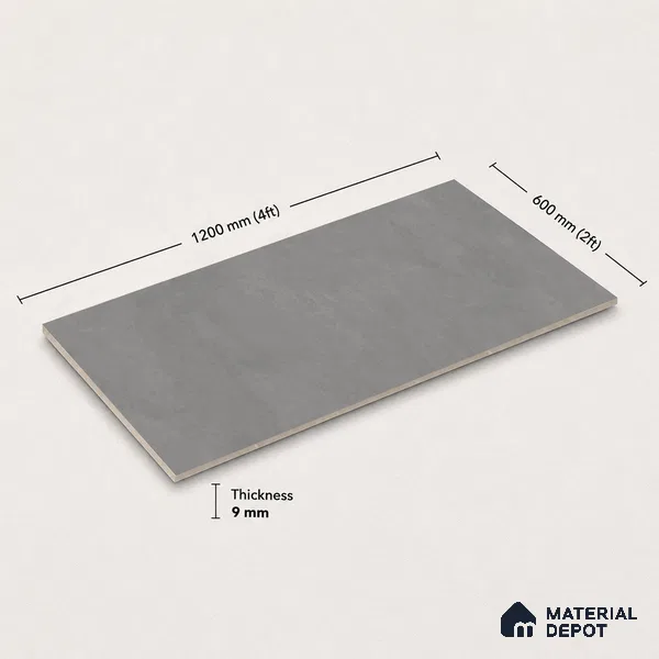 Plain Floor & Wall Tile TL 11080 Urban Slate | 4 ft x 2 ft Matte Finish Vitrified Tile - 9 mm | Suitable For Living Room, Bedroom, Bathroom
