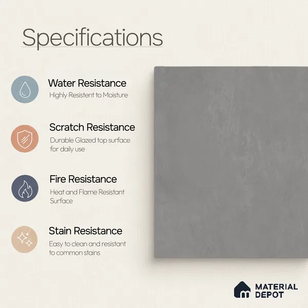 Plain Floor & Wall Tile TL 11080 Urban Slate | 4 ft x 2 ft Matte Finish Vitrified Tile - 9 mm | Suitable For Living Room, Bedroom, Bathroom
