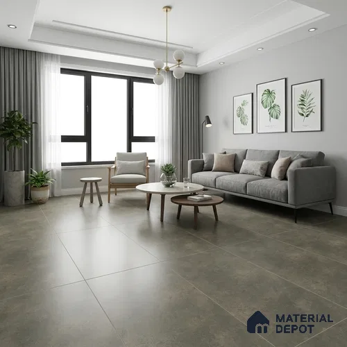 Cement Look Wall & Floor Matte Finish Jade Green Vitrified Tile | TL 11082 4 ft x 2 ft - 9 mm | Suitable For Living Room, Hall & Study