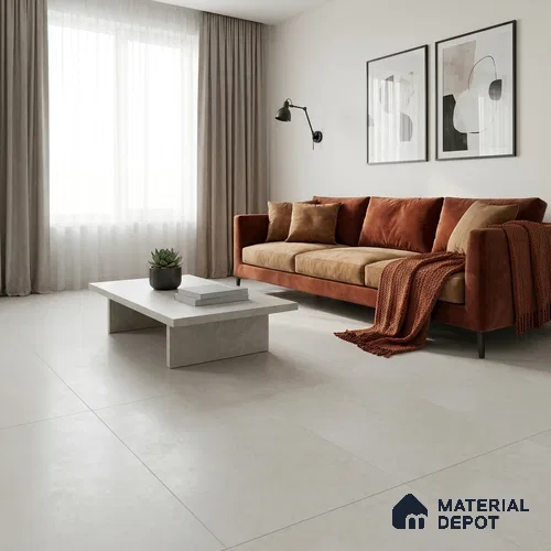 Cement Wall & Floor Tile TL 11084 Light Grey 4 ft x 2 ft Matte Finish Vitrified Tile - 9 mm | Suitable For Living Room, Hall, Bedroom