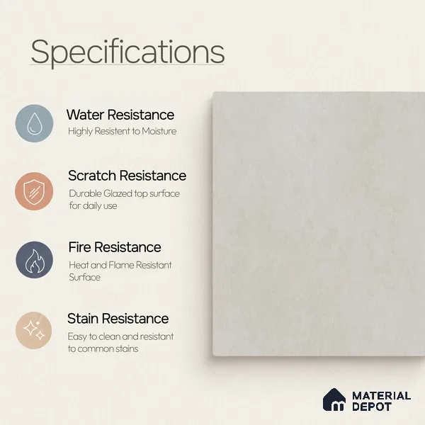 Plain Floor & Wall Tile TL 11084 Alba Veil | 4 ft x 2 ft Matte Finish Vitrified Tile - 9 mm | Suitable For Living Room, Bedroom, Bathroom