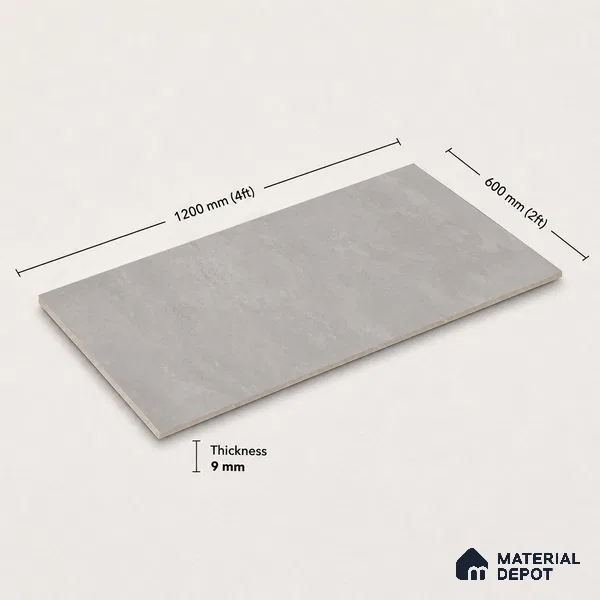Plain Floor & Wall Tile TL 11085 Argento Cloud | 4 ft x 2 ft Matte Finish Vitrified Tile - 9 mm | Suitable For Living Room, Bedroom, Bathroom