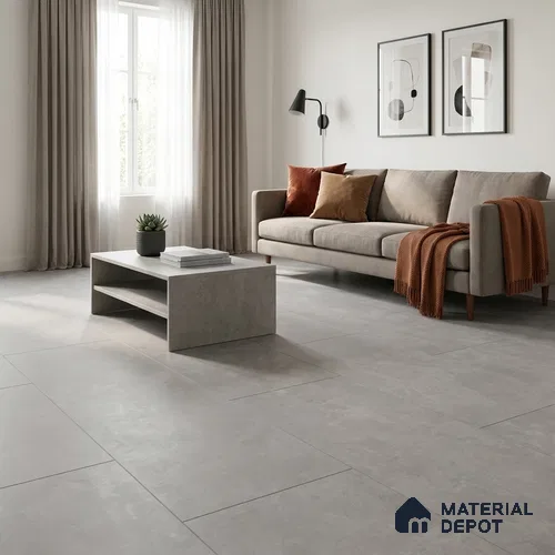 Cement Look Wall & Floor Matte Finish Silver Vitrified Tile | TL 11085 4 ft x 2 ft - 9 mm | Suitable For Living Room, Hall & Study