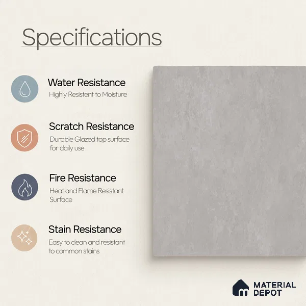 Plain Floor & Wall Tile TL 11085 Argento Cloud | 4 ft x 2 ft Matte Finish Vitrified Tile - 9 mm | Suitable For Living Room, Bedroom, Bathroom