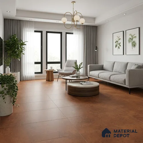 Cement Look Wall & Floor Matte Finish Terracotta Vitrified Tile | TL 11087 4 ft x 2 ft - 9 mm | Suitable For Living Room, Hall & Study