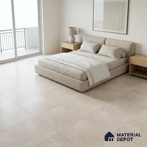 Cement Look Wall & Floor Matte Finish White Vitrified Tile | TL 11088 4 ft x 2 ft - 9 mm | Suitable For Living Room, Hall & Study