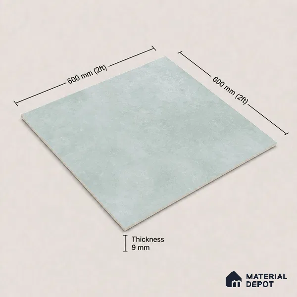 Plain Floor & Wall Tile TL 11089 Celadon Drift | 2 ft x 2 ft Matte Finish Vitrified Tile - 9 mm | Suitable For Living Room, Bedroom, Bathroom