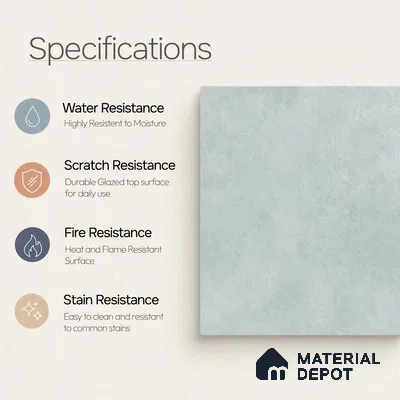 Plain Floor & Wall Tile TL 11089 Celadon Drift | 2 ft x 2 ft Matte Finish Vitrified Tile - 9 mm | Suitable For Living Room, Bedroom, Bathroom