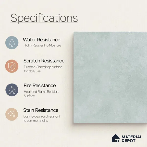 Plain Floor & Wall Tile TL 11089 Celadon Drift | 2 ft x 2 ft Matte Finish Vitrified Tile - 9 mm | Suitable For Living Room, Bedroom, Bathroom