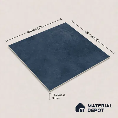 Plain Floor & Wall Tile TL 11090 Indigo Forge | 2 ft x 2 ft Matte Finish Vitrified Tile - 9 mm | Suitable For Living Room, Bedroom, Bathroom