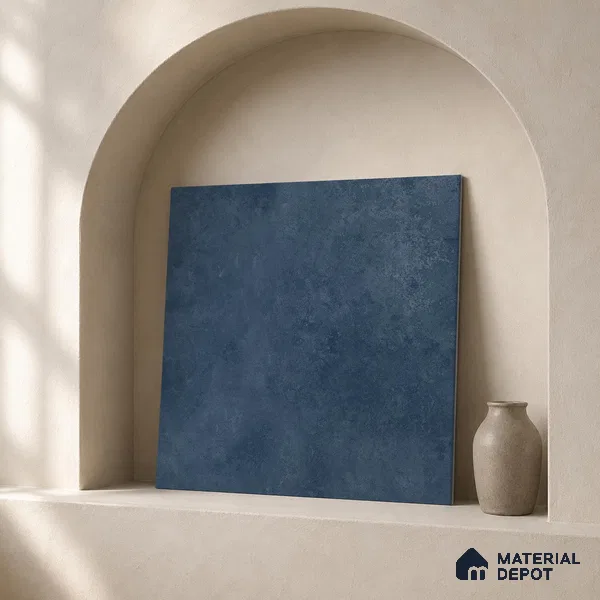 Plain Floor & Wall Tile TL 11090 Indigo Forge | 2 ft x 2 ft Matte Finish Vitrified Tile - 9 mm | Suitable For Living Room, Bedroom, Bathroom