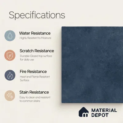 Plain Floor & Wall Tile TL 11090 Indigo Forge | 2 ft x 2 ft Matte Finish Vitrified Tile - 9 mm | Suitable For Living Room, Bedroom, Bathroom