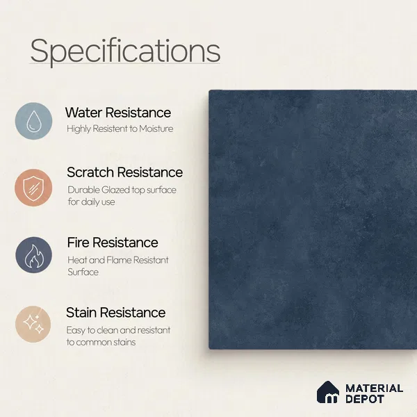 Plain Floor & Wall Tile TL 11090 Indigo Forge | 2 ft x 2 ft Matte Finish Vitrified Tile - 9 mm | Suitable For Living Room, Bedroom, Bathroom