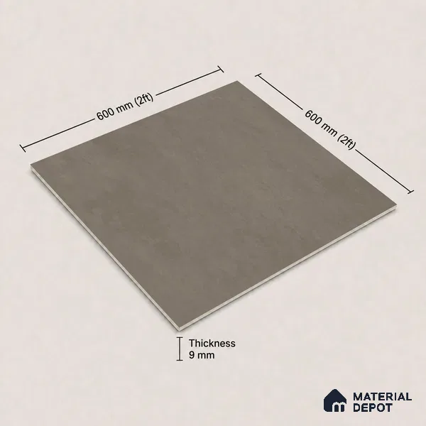Plain Floor & Wall Tile TL 11091 Umber Forge | 2 ft x 2 ft Matte Finish Vitrified Tile - 9 mm | Suitable For Living Room, Bedroom, Bathroom