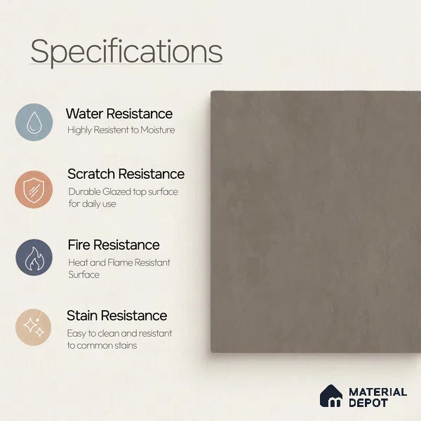 Plain Floor & Wall Tile TL 11091 Umber Forge | 2 ft x 2 ft Matte Finish Vitrified Tile - 9 mm | Suitable For Living Room, Bedroom, Bathroom