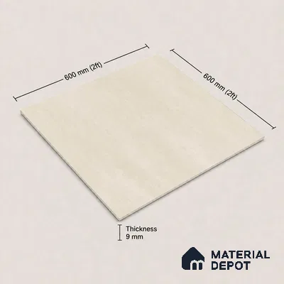 Plain Floor & Wall Tile TL 11092 Alba Parchment | 2 ft x 2 ft Matte Finish Vitrified Tile - 9 mm | Suitable For Living Room, Bedroom, Bathroom