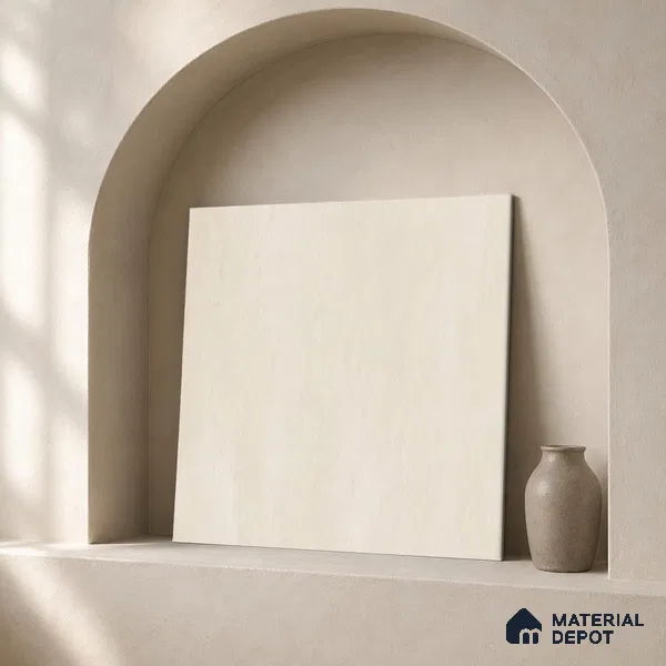 Plain Floor & Wall Tile TL 11092 Alba Parchment | 2 ft x 2 ft Matte Finish Vitrified Tile - 9 mm | Suitable For Living Room, Bedroom, Bathroom