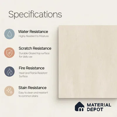 Plain Floor & Wall Tile TL 11092 Alba Parchment | 2 ft x 2 ft Matte Finish Vitrified Tile - 9 mm | Suitable For Living Room, Bedroom, Bathroom