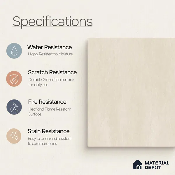 Plain Floor & Wall Tile TL 11092 Alba Parchment | 2 ft x 2 ft Matte Finish Vitrified Tile - 9 mm | Suitable For Living Room, Bedroom, Bathroom