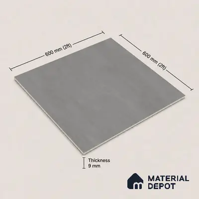 Plain Floor & Wall Tile TL 11093 Cinder Loft | 2 ft x 2 ft Matte Finish Vitrified Tile - 9 mm | Suitable For Living Room, Bedroom, Bathroom