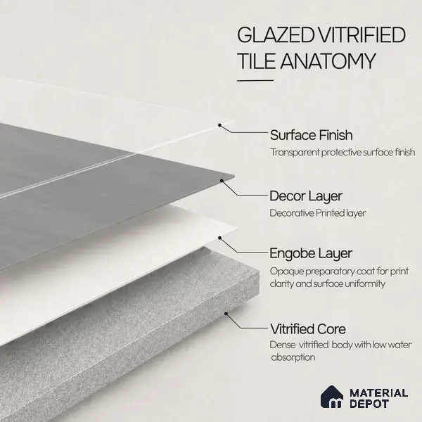 Plain Floor & Wall Tile TL 11093 Cinder Loft | 2 ft x 2 ft Matte Finish Vitrified Tile - 9 mm | Suitable For Living Room, Bedroom, Bathroom
