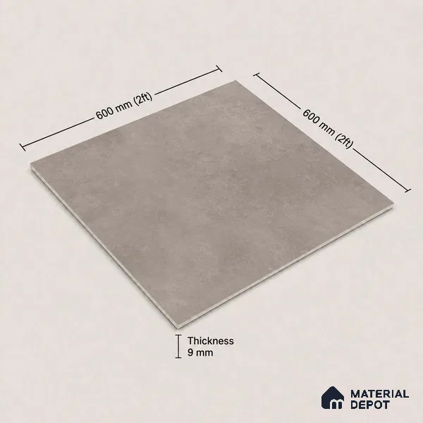 Plain Floor & Wall Tile TL 11094 Umber Cloud | 2 ft x 2 ft Matte Finish Vitrified Tile - 9 mm | Suitable For Living Room, Bedroom, Bathroom